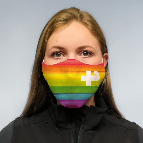 solidarity mask - rainbow power cross